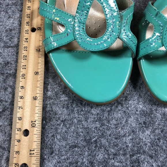 Sofft Sandals Womens Size 7 M Green Patent Leather Wedge Slingback Comfort Shoes - Picture 8 of 16